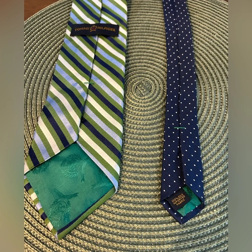 Vintage Tommy Hilfiger Silk Neck Tie Puple Blue Yellow Striped USA Made Preppy